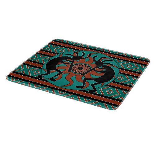 Tribal Sun Turquoise Kokopelli Southwest Cutting Board