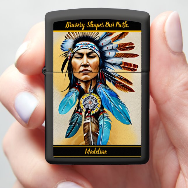 Tribal Symbols: Cultural Art Zippo Lighter (In Hand)