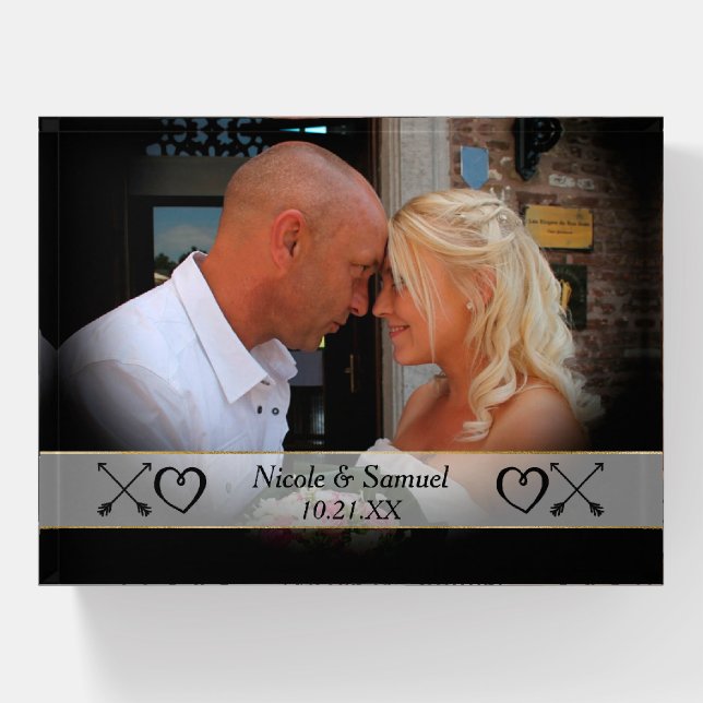 Tribal Symbols Wedding Photo Template Paperweight (Front)