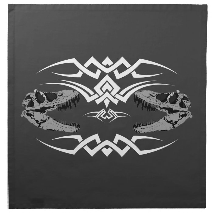 Tribal T Rex Skulls white Printed Napkins