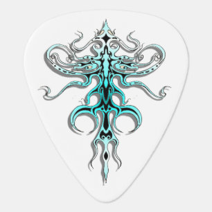 Tribal Tattoo Alien Species 217 blue Guitar Pick