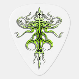 Tribal Tattoo Alien Species 217 green Guitar Pick