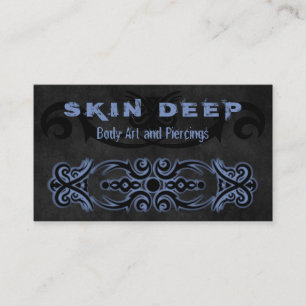 Tribal Tattoo Black and Blue Gray Custom Color Business Card