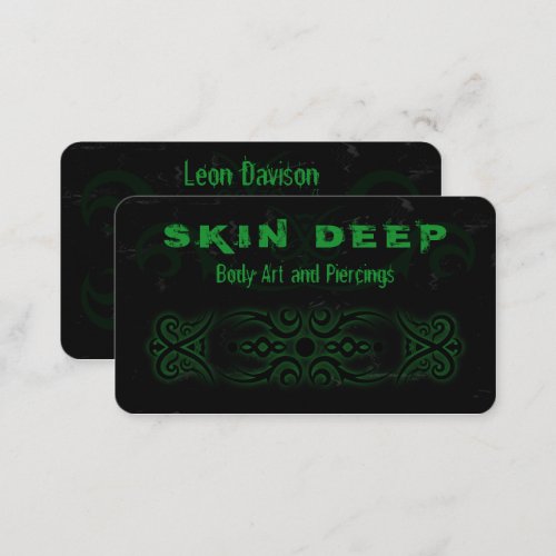 Tribal Tattoo Black and Green Business Cards