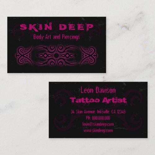Tribal Tattoo Black and Pink Business Cards