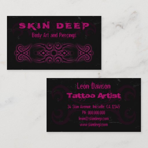 Customizable Tribal Tattoo Black and Pink Business Cards