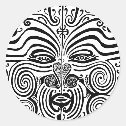 Tribal Tattoo Design _ New Zealand Maori Classic Round Sticker