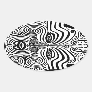 Tribal Tattoo Design - New Zealand Maori Oval Sticker