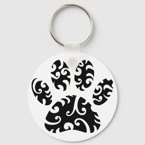 Tribal Tattoo Dog Paw Print  Keychain