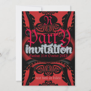 Tribal Tattoo Gothic Black Red Invitation