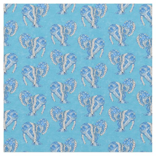 Tribal Tattoo Manatees Ocean Blue Fabric