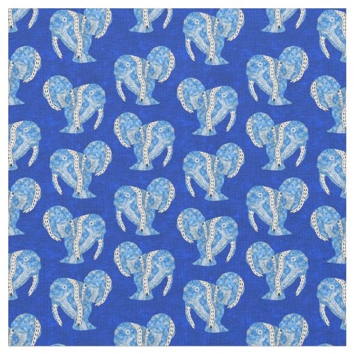 Tribal Tattoo Manatees Ocean Blue Fabric