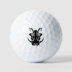 Tribal Tattoo of a Black Boar Head Golf Balls