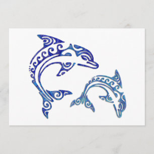Tribal Tattoo Porpoise Duo Invitation