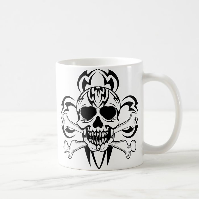 Tribal Tattoo Skull, Tribal Tattoo Skull Coffee Mugs