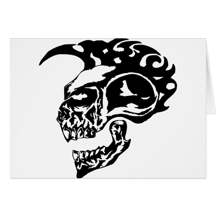 Tribal Tattoo Skull w/ Mohawk Greeting Cards