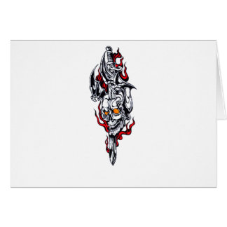 Tribal tattoo with skull cards