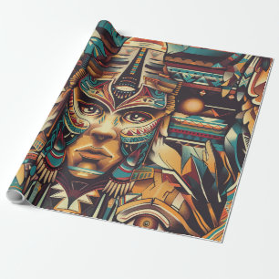 Tribal Teal "Mesoamerican Motif" Matte Wrapping Pa Paper