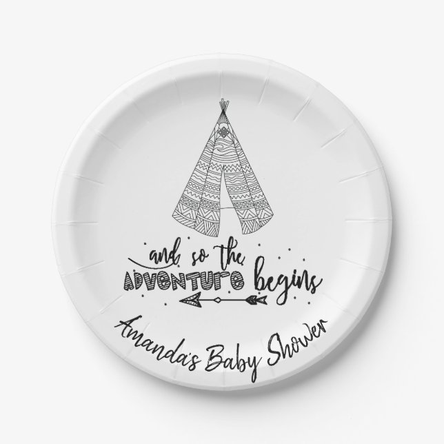 Tribal Teepee Adventure Baby Shower 7" Plate (Front)