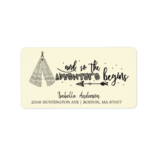 Tribal Teepee Adventure Baby Shower Address Label