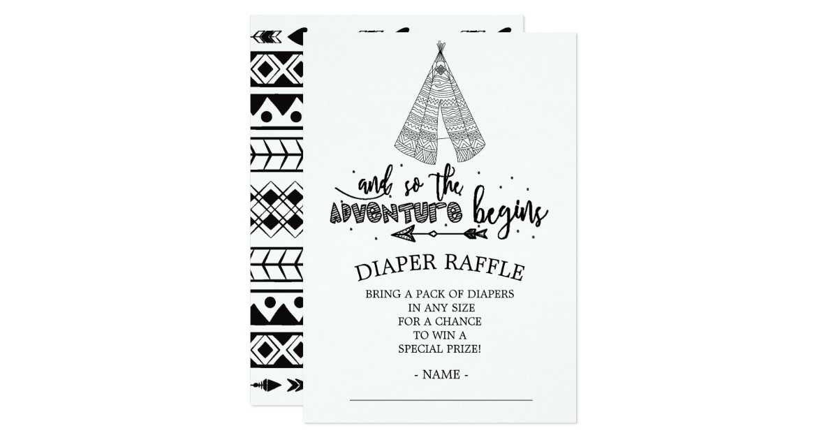 Tribal Teepee Animals Baby Shower Diaper Raffle Invitation Zazzle