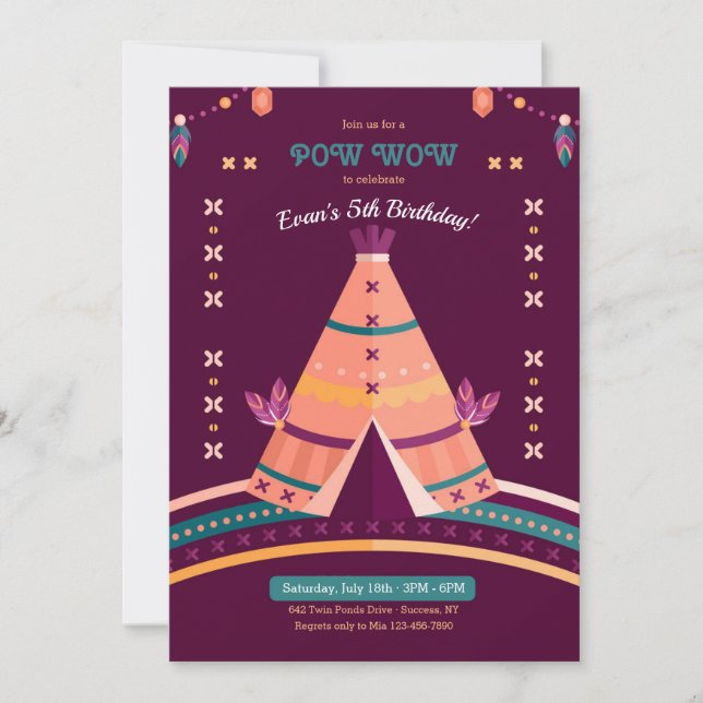 Tribal Teepee Birthday Party Invitation (Front)