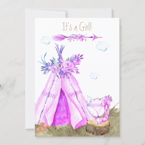 *~* Tribal Teepee Boho Fox Woodland Forest Girl Invitation