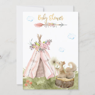 *~* Tribal Teepee Boho Squirrel Woodland Forest Invitation
