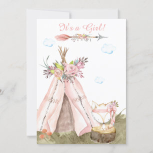 *~* Tribal Teepee Boho Woodland Forest Girl Fox Invitation