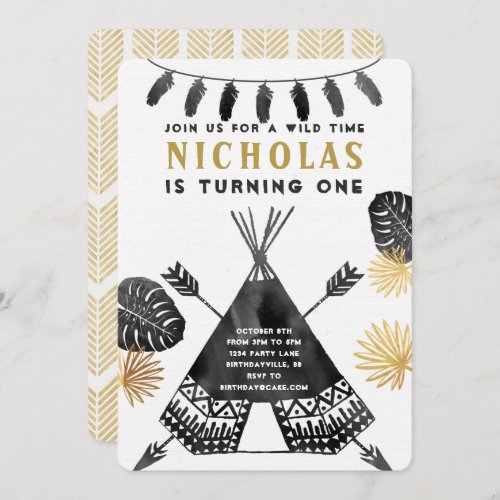 Tribal Teepee Camping Birthday Invitation