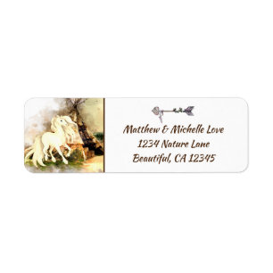 Tribal Teepee, Cream Horse and Heart Arrow Address Label