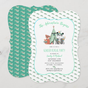 Tribal TeePee Gender Reveal Boy Mint Invitation