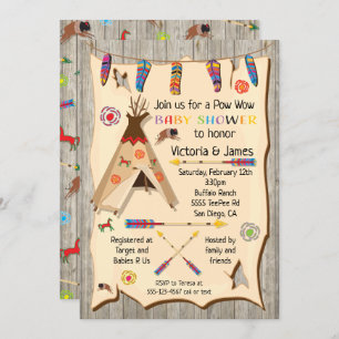 Tribal Teepee Pow wow Baby shower Invitation