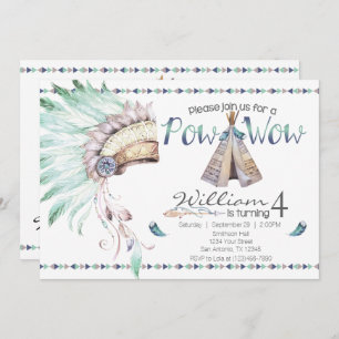 Tribal Teepee Pow Wow Birthday Party Invitation