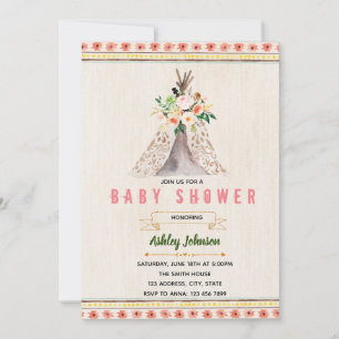 Tribal teepee theme invitation