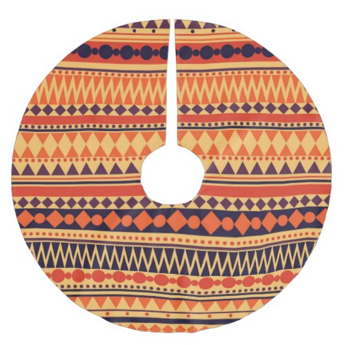 Tribal texture vintage stripes pattern brushed polyester tree skirt