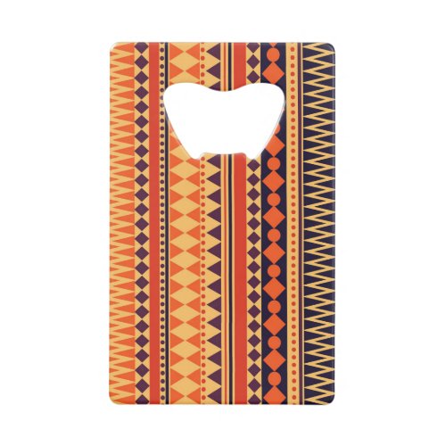 Tribal texture vintage stripes pattern credit card bottle opener