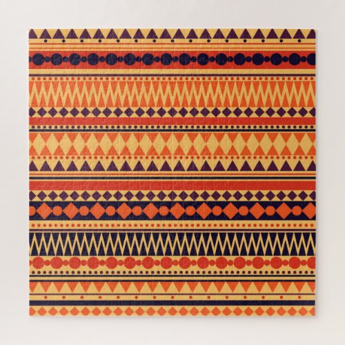 Tribal texture vintage stripes pattern jigsaw puzzle