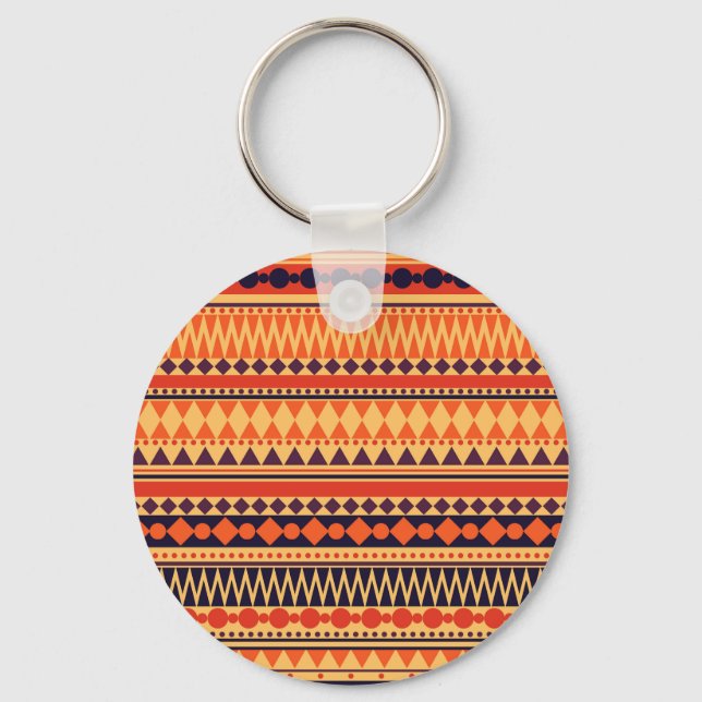 Tribal texture: vintage stripes pattern. keychain (Front)