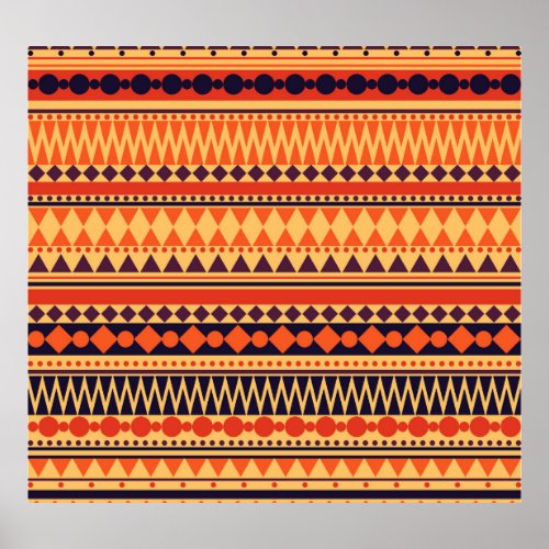Tribal texture vintage stripes pattern poster