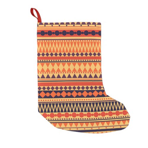 Tribal texture vintage stripes pattern small christmas stocking