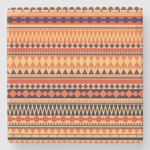 Tribal texture vintage stripes pattern stone coaster