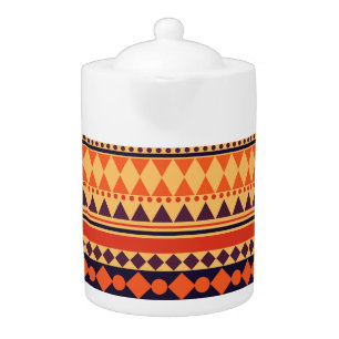 Tribal texture: vintage stripes pattern. teapot
