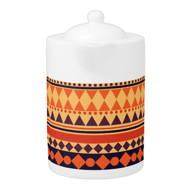 Tribal texture: vintage stripes pattern. teapot (Front)
