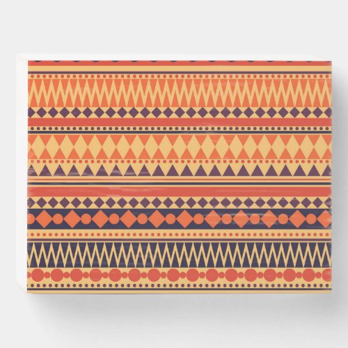 Tribal texture vintage stripes pattern wooden box sign