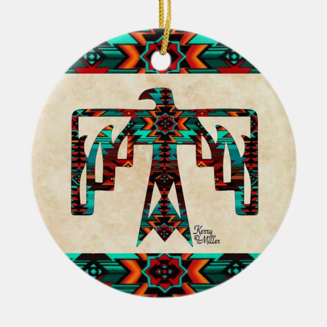 Tribal Thunderbird Ceramic Ornament (Front)