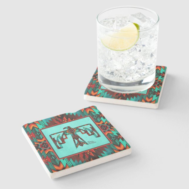 Tribal Thunderbird Stone Coaster (Side)