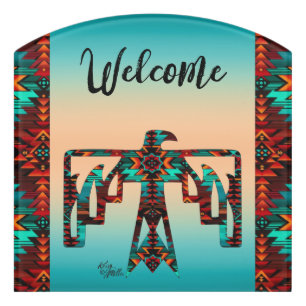 Tribal Thunderbird Welcome Door Sign