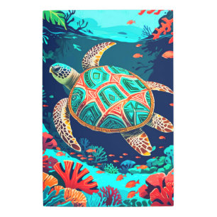 Tribal Tide Turtle Metal Print