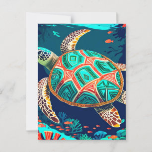 Tribal Tide Turtle  Postcard